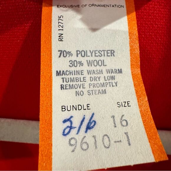 Vintage Cheekaberry Red Belted Wool-Blend Dress | Size 16 Vintage ~Modern 12/14 - Picture 5 of 14